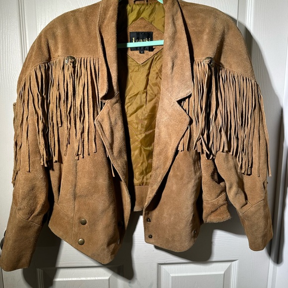 Learsi Jackets & Blazers - Women’s vintage Tan Leather Jacket with fringe size Medium